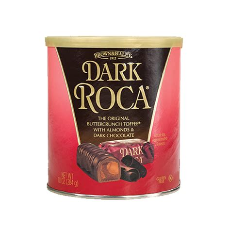 almond chocolate in a metal box|Brown & Haley Almond DARK ROCA Canister, Individually .